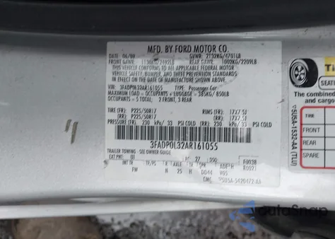 2010 Ford Fusion Hybrid из США, поврежденный, VIN 3FADP0L32AR161055